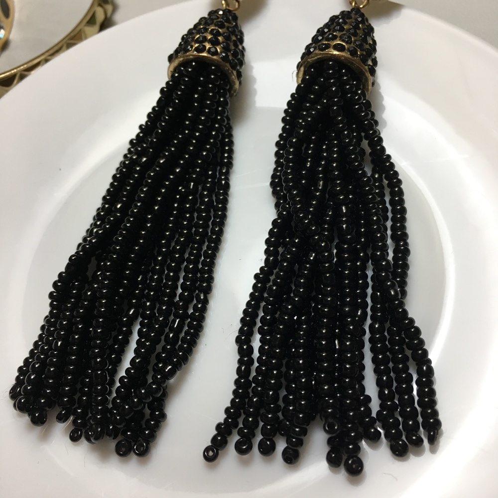 FREE w/Bundle! Black Statement Tassel Earrings - Picture 3 of 5